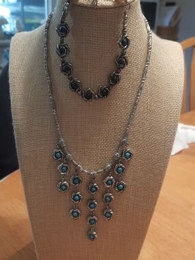 Silver-Tone Turquoise Swirl Pendant Necklace - Women Jewelry